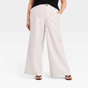 a new day Wide Leg Pinstripe Pants in Cream and Black